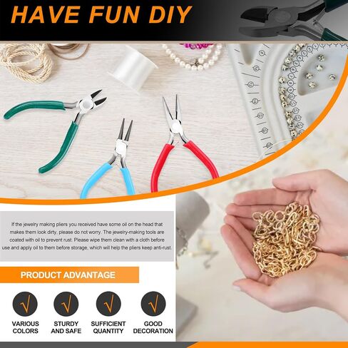 7Pcs Jewelry Pliers Set Includes Long Nose Pliers, Diagonal Wire Cutter, Round Nose Bent Nose Pliers, End Cutting Pliers, Bead Crimping Pliers with Storage Bag for Jewelry Making in Saudi Arabia
