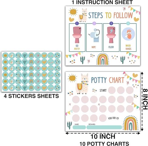 Pink Glitter Potty Training Sticker Chart, 20 Potty Charts with 432 Round Stickers & 1 Instruction Sheet, Potty Reward Sticker Chart for Toddlers Girls - B22 in Kuwait