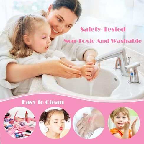 مجموعة مكياج للأطفال للفتيات، مجموعة مكياج تظاهرية، مجموعة مكياج غير حقيقية للأعمار من 3 إلى 12 عامًا هدية عيد الميلاد وأعياد الميلاد للأطفال in Kuwait