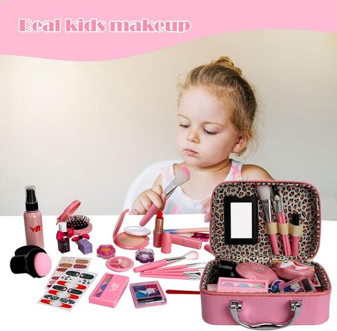 مجموعة مكياج للأطفال للفتيات، مجموعة مكياج تظاهرية، مجموعة مكياج غير حقيقية للأعمار من 3 إلى 12 عامًا هدية عيد الميلاد وأعياد الميلاد للأطفال in Kuwait