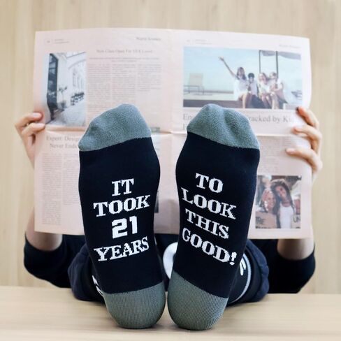 Jeasona 40th 50th 60th 70th Birthday Gifts for Men Funny Black Crew Cotton Socks in Kuwait