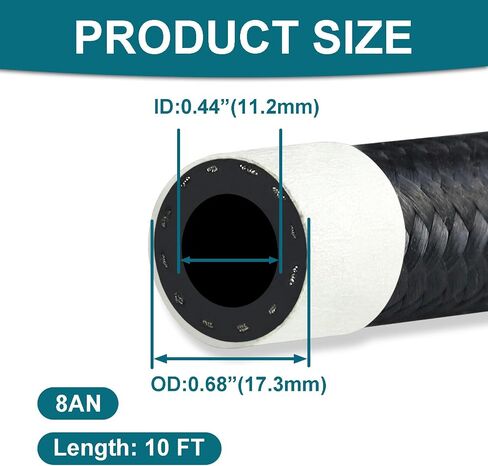 6AN Fuel Line, 6AN 3/8 inch CPE Fuel Hose, 10FT Transmission/Oil Cooler Lines, Nylon Braided Fuel Line Hose. in Saudi Arabia
