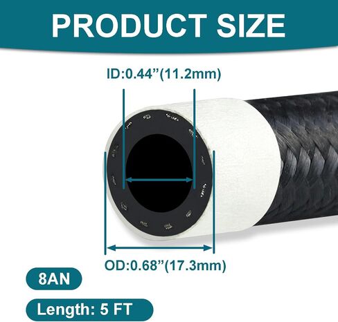 6AN Fuel Line, 6AN 3/8 inch CPE Fuel Hose, 10FT Transmission/Oil Cooler Lines, Nylon Braided Fuel Line Hose. in Saudi Arabia