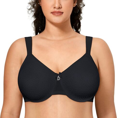 DELIMIRA Women's Minimizer Bra Plus Size Full Coverage Unlined Support Underwire in Kuwait