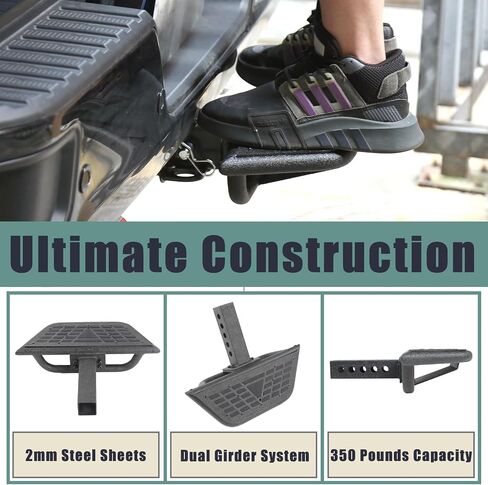 Universal Hitch Steps for Pickup Truck - Solid Trailer Hitch Step 2 Inch Receiver Hitch Accessories 17.3'' Rear Bumper Guard Protector for Car Vehicles SUV ATV Upgraded Textured Black with Pin Lock in Saudi Arabia