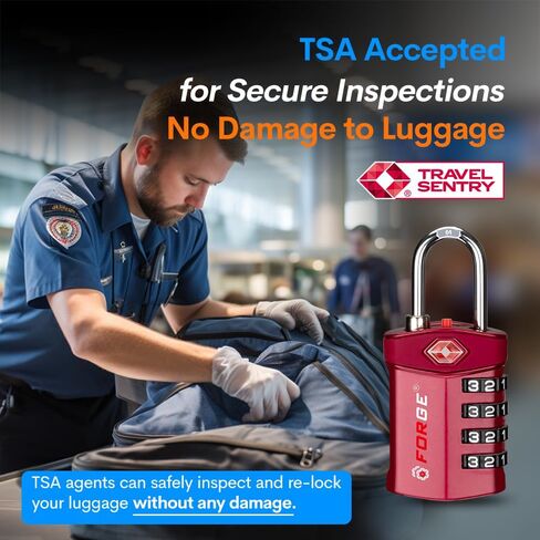 قفل أمتعة ذو جودة عالية مكون من 4 أرقام معتمد من إدارة أمن المواصلات الأمريكية (TSA)، 2 أقفال حمراء مع مؤشر تنبيه مفتوح، جسم معدني لحقيبة البجع، حقيبة السفر، خزانة الصالة الرياضية. in Kuwait