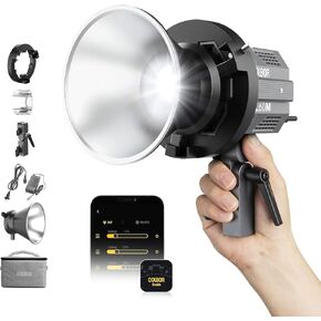 Video Light, Colbor CL100X 110W Bi-Colour Video Light 2700K-6500K CRI97+ COB Continuous Aluminium with Bowens Mount APP Control 10 Light Effect for Photography, Daylight LED Video Light Photo Studio.