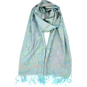 Achillea Soft Silky Reversible Paisley Pashmina Shawl Wrap Scarf w/Fringes