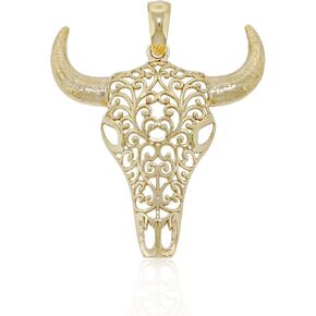 Charm America - Gold Bull's Head Charm - 10 Karat Solid Gold - Ox Cattle Charm