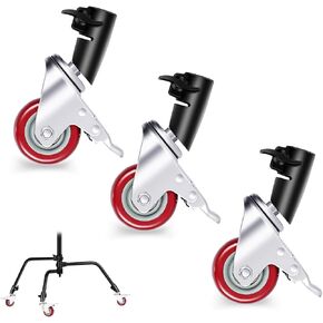 Neewer 3 Packs Professional Swivel Caster Wheels Set with 75mm Diameter, Durable Metal Construction with Rubber Base ONLY Compatible with Neewer Photography C Stand for Studio Video Shooting
