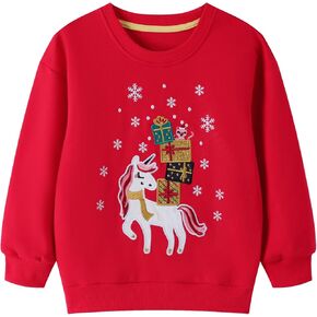 HILEELANG Girl Sweatshirts Halloween Christmas Crewneck Long Sleeve Pullover Cotton Graphic Top Sweater Shirts