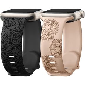 Odbeai Compatible with Apple Watch Bands 40mm for Women,Compatible with Apple Watch Bands 38mm 44mm 41mm for Women,iWatch bands 40mm 38mm 41mm 44mm 45mm 49mm for Ultra1&2/SE/Series 9 8 7 6 5 4 3 2 1, Soft Silicone Cute Floral Sport Laser Strap Girl