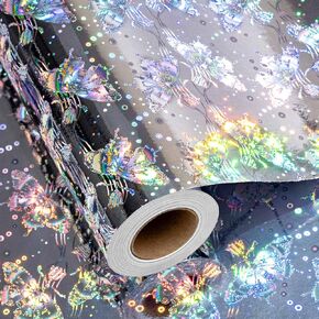 Merture Solid Color Wrapping Paper Roll - 17 Inches X 32.8 Feet(46.5 sq.ft.) - 1 Roll, Metallic Black Wrapping Paper for Wedding, Birthday, Party, Holiday, Congrats, Shower
