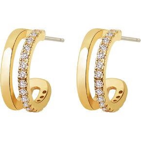 Small Chunky Gold Hoop Earrings For Women, 14k Gold Thick statement huggie hoop earrings Trendy Hoop Earrings Set Hypoallergenic Fashion Earrings in Kuwait