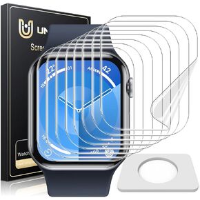 UniqueMe [ 8 Pack Privacy Screen Protector Compatible for Apple Watch Series 8/7 41mm, [Upgrade Flexible Film] [Bubble Free] Soft HD TPU Clear Anti-Scratch Film for iWatch 41mm (41MM, Black)