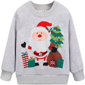 Toddler Boys Christmas Sweatshirts Long Sleeve Pullover Shirts Reindeer Sweaters Xmas Cartoon Tee Sport Tops 1-7T