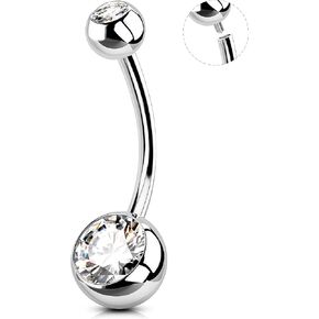 OUFER Belly Button Rings Surgical Stee, Internally Threaded Belly Rings, 14G Belly Piercing Jewelry, Belly Button Rings, Navel Piercing Jewelry For Women Men