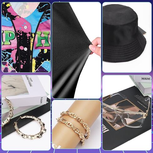 ملابس WILDPARTY 80s 90s للنساء، زي هيب هوب للجنسين، قميص جيرسيه بيسبول، سروال يوجا، ملحقات مغني الراب in Saudi Arabia