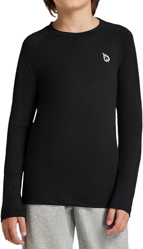 قمصان BALEAF للأولاد الشبابية المضغوطة بأكمام طويلة لأداء البيسبول وكرة القدم Baselayer Kids Cold Gear Undershirt سريع الجفاف in Kuwait
