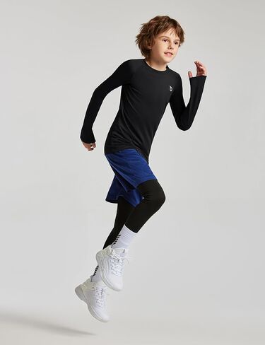 قمصان BALEAF للأولاد الشبابية المضغوطة بأكمام طويلة لأداء البيسبول وكرة القدم Baselayer Kids Cold Gear Undershirt سريع الجفاف in Kuwait