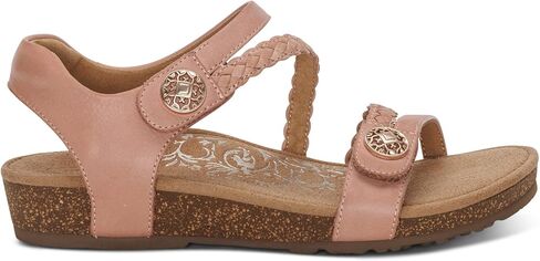 صنادل نسائية من Aetrex Jillian بحزام ربع مضفر - صنادل جلدية قابلة للتعديل لدعم قوس القدم للنساء - صنادل نسائية خفيفة الوزن من الإسفنج الذكي مفتوحة الأصابع in Kuwait