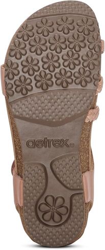 صنادل نسائية من Aetrex Jillian بحزام ربع مضفر - صنادل جلدية قابلة للتعديل لدعم قوس القدم للنساء - صنادل نسائية خفيفة الوزن من الإسفنج الذكي مفتوحة الأصابع in Kuwait