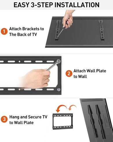 ELIVED UL Listed Tilting TV Wall Mount Bracket, Universal TV Mount Low Profile for 26-55 Inch Flat Screen TVs, Easy to Install with Tilting Knob, Fits 12"/16" Studs, Max VESA 400x400mm, 99 lbs. in Kuwait