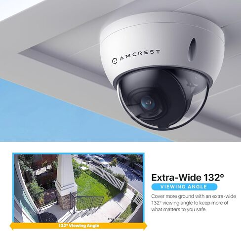 Amcrest 5MP POE Camera, Outdoor Vandal Dome Security POE IP Camera, 5-Megapixel, 98ft NightVision, 2.8mm Lens, IP67, IK10 Resistance, MicroSD 256GB (Sold Separately), Cloud, NVR (IP5M-D1188EW-AI-V3) in Saudi Arabia