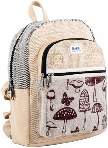Natural Handmade Hemp MINI backpack by Adi Fashion - Eco-friendly Colorful and stylish Unisex backpack (Natural Black) in Kuwait