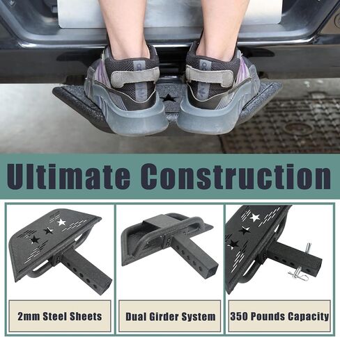 Universal Hitch Steps for Pickup Truck - Anti-Slip Solid Trailer Hitch Step for 2 Inch Receiver Hitch Accessories Rear Bumper Guard Protector for Car SUV ATV Upgraded Textured Black with Pin Lock in Saudi Arabia