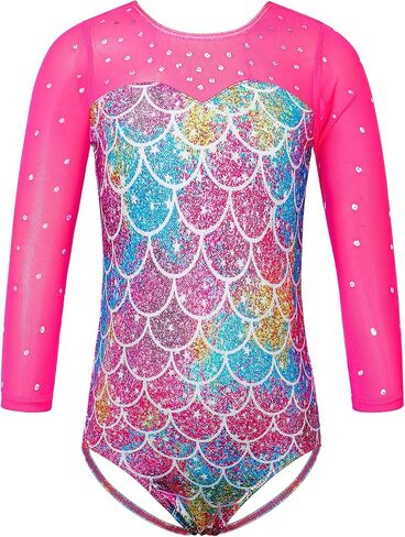 TFJH E Kids Little Girls' One Piece Sparkly Gymnastics Leotard Practice Outfits in Kuwait
