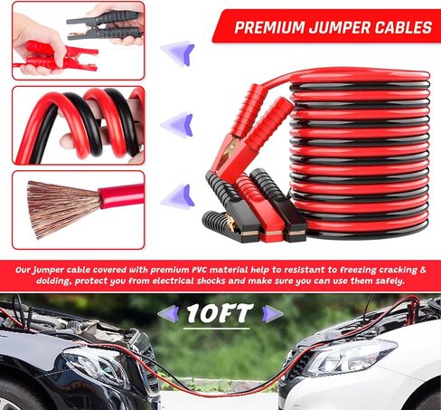 298PCS Roadside Emergency Car Kit- Car Emergency Kit with Jumper Cables, Roadside Emergency Kit for Vehicles, Emergency Car Kit, Car Safety Kits, Gloves,Tow Strap,Tool Kit,Reflective Warning Triangle in Saudi Arabia