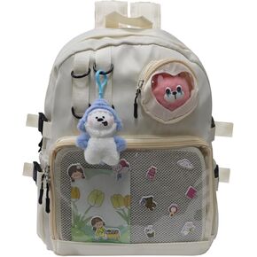 Backpack for Travel Backpack Hiking Work Casual Daypack Backpacks BookBags Women Men,Anti Theft Clear Backpack,Cute Ita Bag Backpack with Pin Display and Adjustable Strap Black