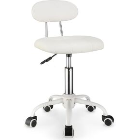 Square Rolling Stool with Backrest Height Adjustable Chair Swivel Drafting Chair Stool Chair with Wheels Black