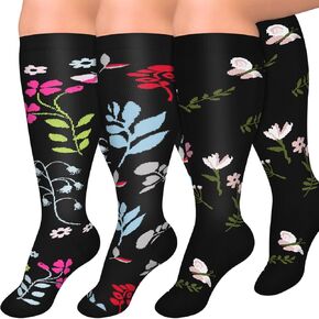 Diu Life 3 Pairs Plus Size Compression Socks for Women and Men Wide Calf 20-30mmhg Extra Large Knee High Support for Circulation
