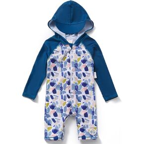 Baby Girl One Piece Hooded Swimsuit UPF 50+ Sun Protection Zip Sunsuit