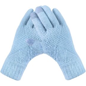 Trifabricy Womens Winter Gloves, Warm Fleece Lined Winter Gloves, Touchscreen Gloves, Elastic Cuff Knit Wool Gloves for Women