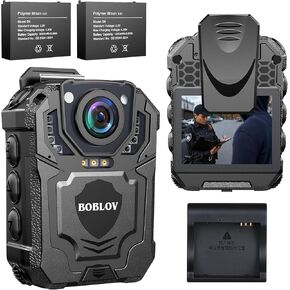 BOBLOV T5 256GB 1440P Body Camera with Video and Audio, 2 * 1800mAh Batteies with Dock, Wearable Police Body Cameras for Law Enforcement, Night Vision, Compact and Ligtweight (256GB)