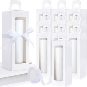 Yeaqee 36 Pcs Tumbler Gift Box with Handle Gift Box for Sublimation Tumblers Heat Press Blanks Bottle Clear Gift Box for Wine Bottle Cup Wrapping Packaging, 9.5 x 3.3 x 3.3 Inches, Rainbow