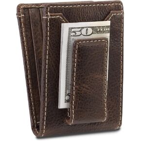 HoJ Co. Jack Bifold Money Clip Wallet | Super Strong Interior Magnet | Men's Bifold With Money Clip | Slim Profile Front Pocket Wallet | Exterior ID Window