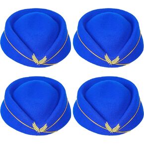 Yewong 4 Pieces Stewardess Hat Woolen Flight Attendant Air Hostess Hat for Halloween Cosplay Costume Accessories