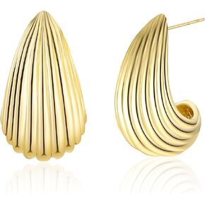POWNOOL Gold Hoop Earrings for Women-14K Gold Plated Huggie Earrings-Pearl Hypoallergenic Hoop Earring Jewelry Gift in Kuwait