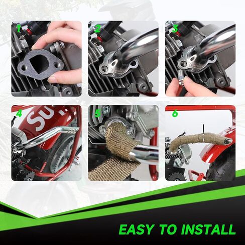 مجموعة أنابيب العادم 212cc متوافقة مع Predator 212 196cc 224cc Coleman Mini Bike CT200U CT200U-EX BT200X KT196 Go Kart Baja Warrior GX160 GX200 OHV Clone Engine Parts مع نوابض صمام (أسود) in Kuwait