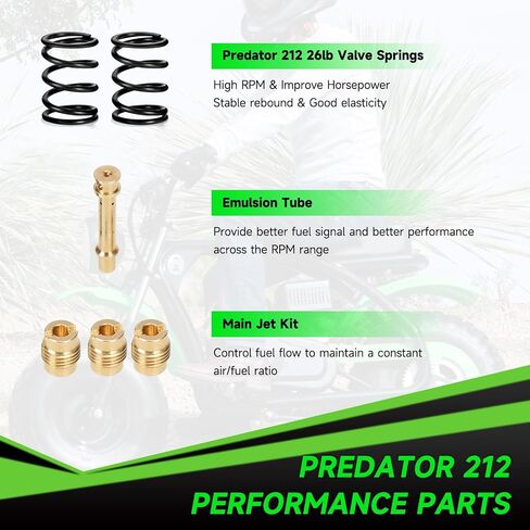 مجموعة أنابيب العادم 212cc متوافقة مع Predator 212 196cc 224cc Coleman Mini Bike CT200U CT200U-EX BT200X KT196 Go Kart Baja Warrior GX160 GX200 OHV Clone Engine Parts مع نوابض صمام (أسود) in Kuwait
