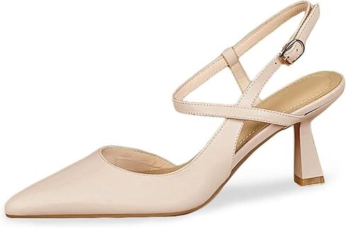Womens Low Kitten Heel Closed Pointed Toe Slingback Pumps Heels Slip On Heeled Sandals Dress Shoes in Saudi Arabia