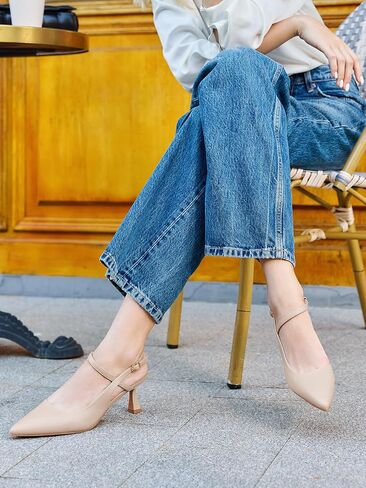 Womens Low Kitten Heel Closed Pointed Toe Slingback Pumps Heels Slip On Heeled Sandals Dress Shoes in Saudi Arabia