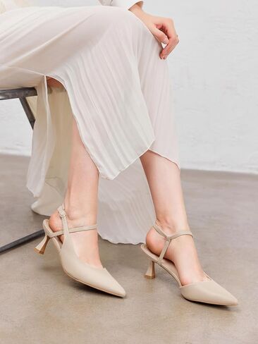 Womens Low Kitten Heel Closed Pointed Toe Slingback Pumps Heels Slip On Heeled Sandals Dress Shoes in Saudi Arabia