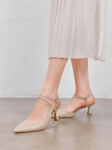 Womens Low Kitten Heel Closed Pointed Toe Slingback Pumps Heels Slip On Heeled Sandals Dress Shoes in Saudi Arabia