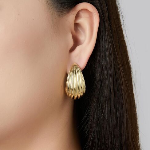 POWNOOL Gold Hoop Earrings for Women-14K Gold Plated Huggie Earrings-Pearl Hypoallergenic Hoop Earring Jewelry Gift in Kuwait