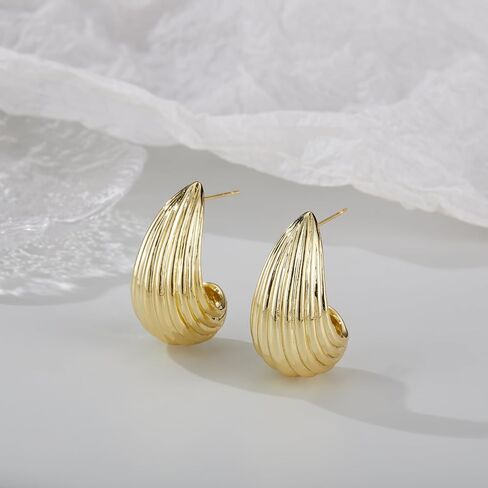 POWNOOL Gold Hoop Earrings for Women-14K Gold Plated Huggie Earrings-Pearl Hypoallergenic Hoop Earring Jewelry Gift in Kuwait